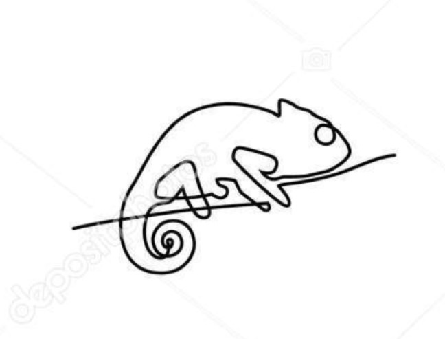 648x493 One Line Chameleon - Chameleon Line Drawing