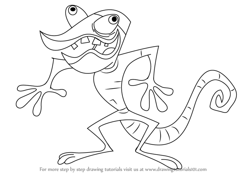 800x569 Learn How To Draw The Chameleon From T U F F Puppy - Chameleon Outline Drawing