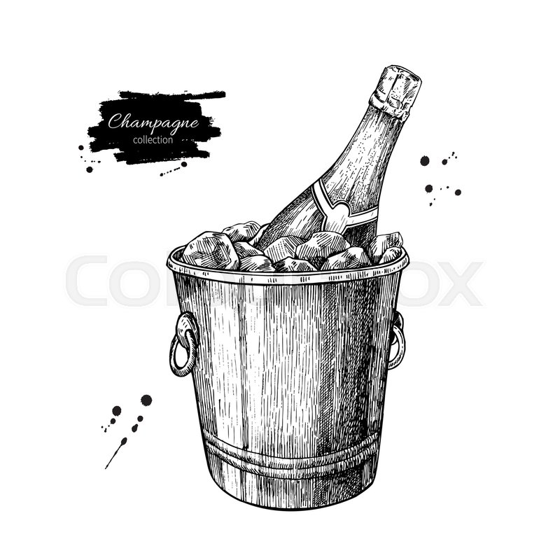 800x800 champagne bottle in ice bucket hand stock vector colourbox - Champagne Bottle Drawing
