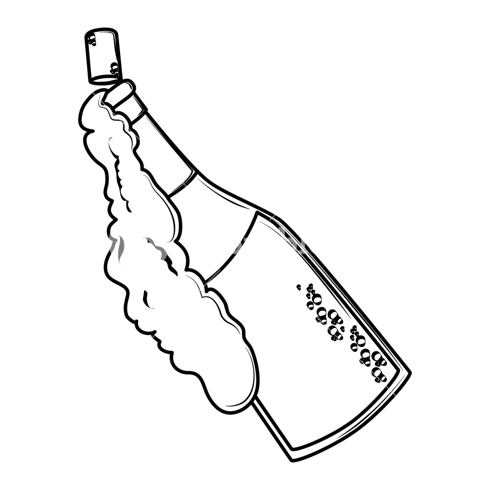Бутылка шампанского пенящаяся в руках