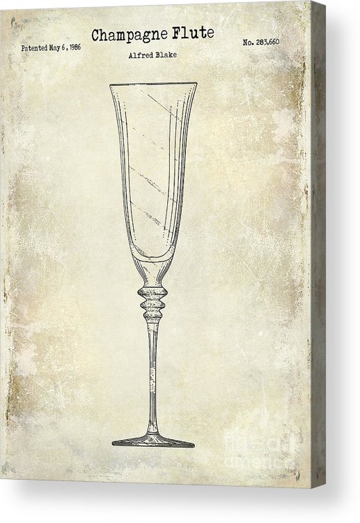 517x750 champagne flute patent drawing acrylic print - Champagne Flute Drawing