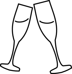 288x298 champagne glass black clip art - Champagne Flute Drawing