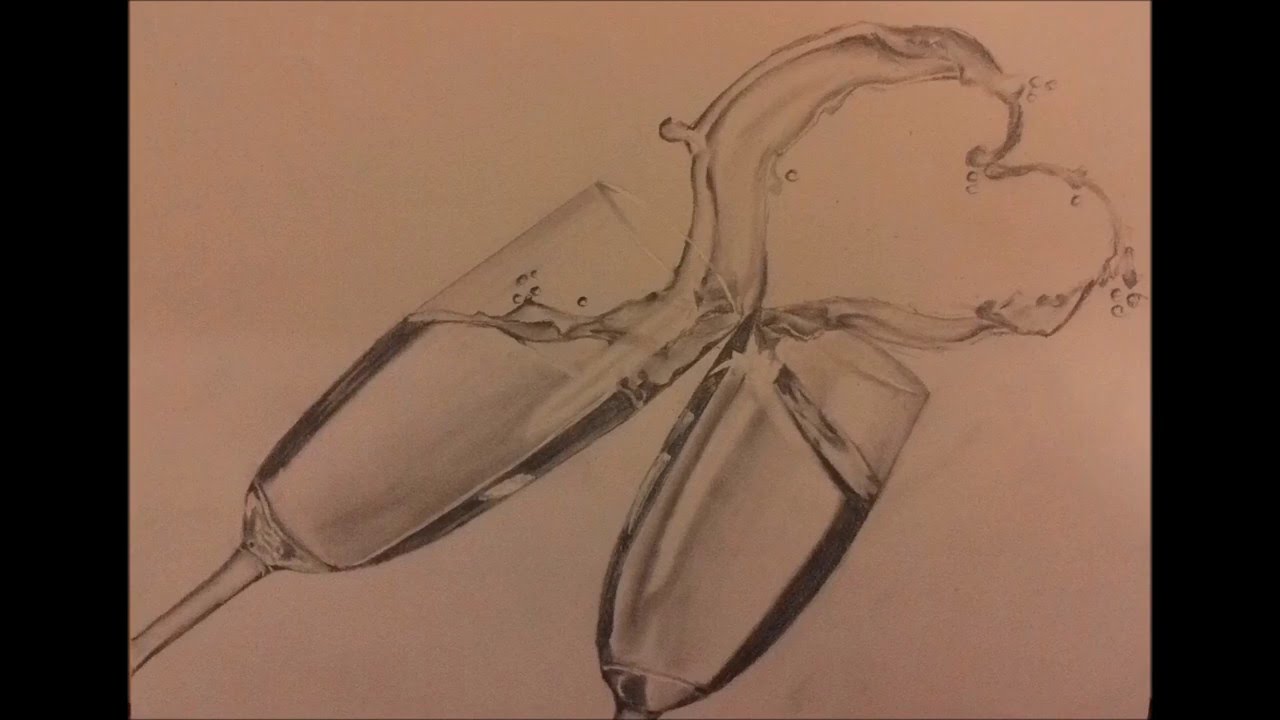 1280x720 how to draw champagne glasses - Champagne Flute Drawing