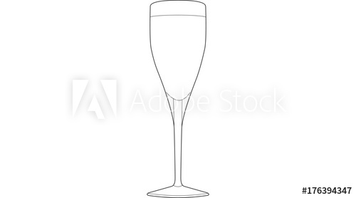 500x278 champagne flute line drawing illustration - Champagne Flute Drawing