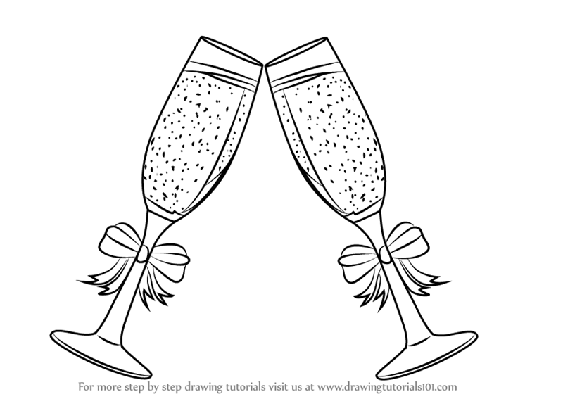 800x567 learn how to draw champagne glasses - Champagne Glass Drawing