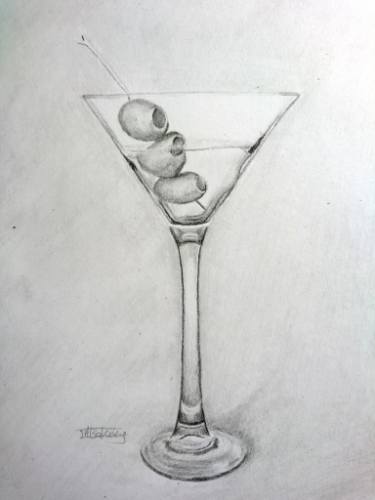 375x500 martini drawing - Champagne Glass Drawing