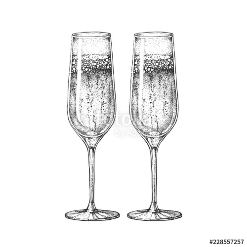 500x500 vector illustration of hand drawing two champagne glasses stock - Champagne Glass Drawing