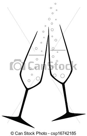 302x470 celebration drink two charged champagne glass with bubbles - Champagne Glass Drawing