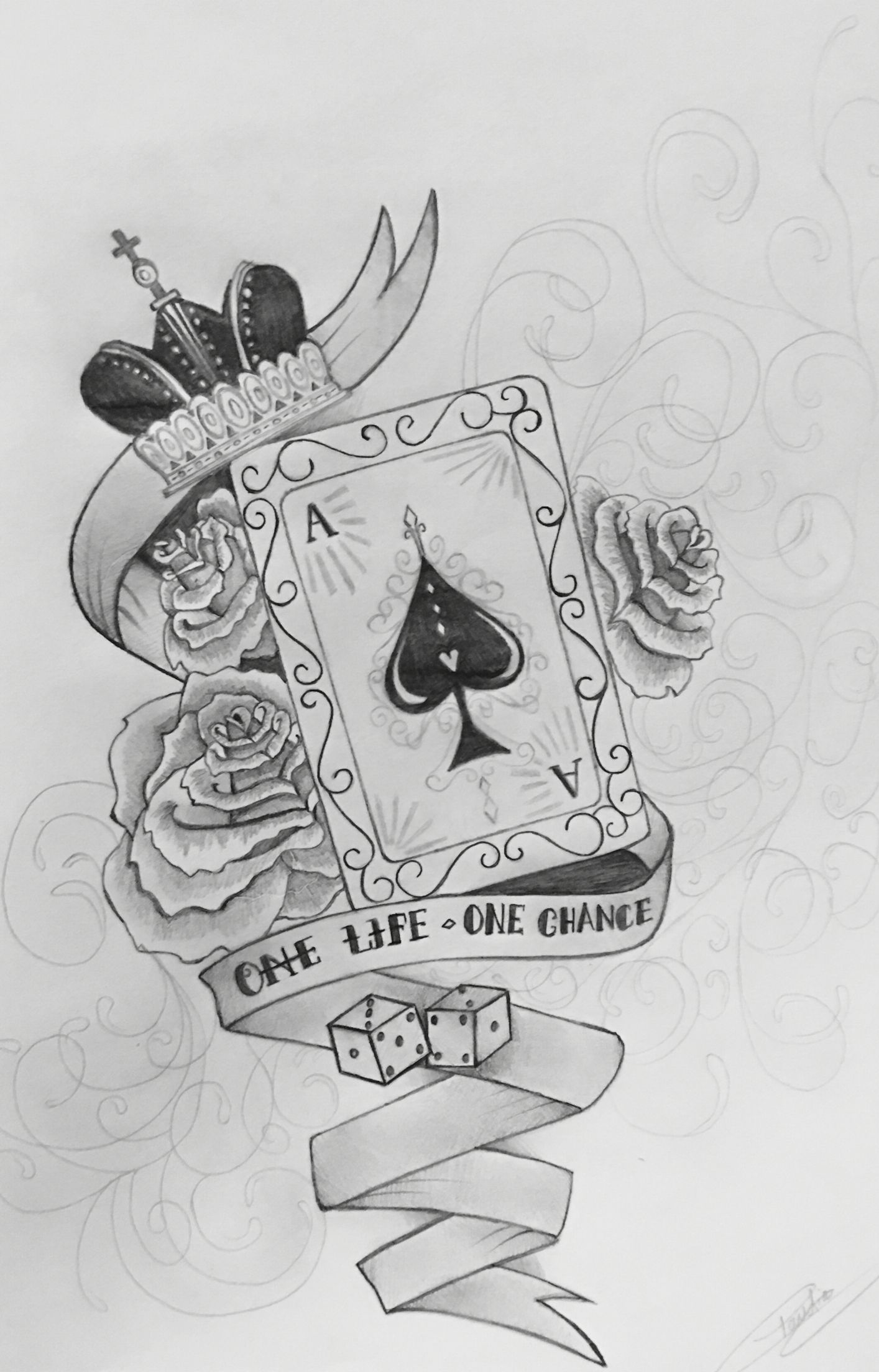1414x2208 one life one chance art tattoos, tattoo designs, future tattoos - Chance Drawing
