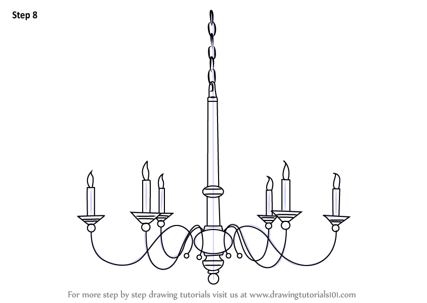 844x598 learn how to draw a chandelier - Chandelier Drawing
