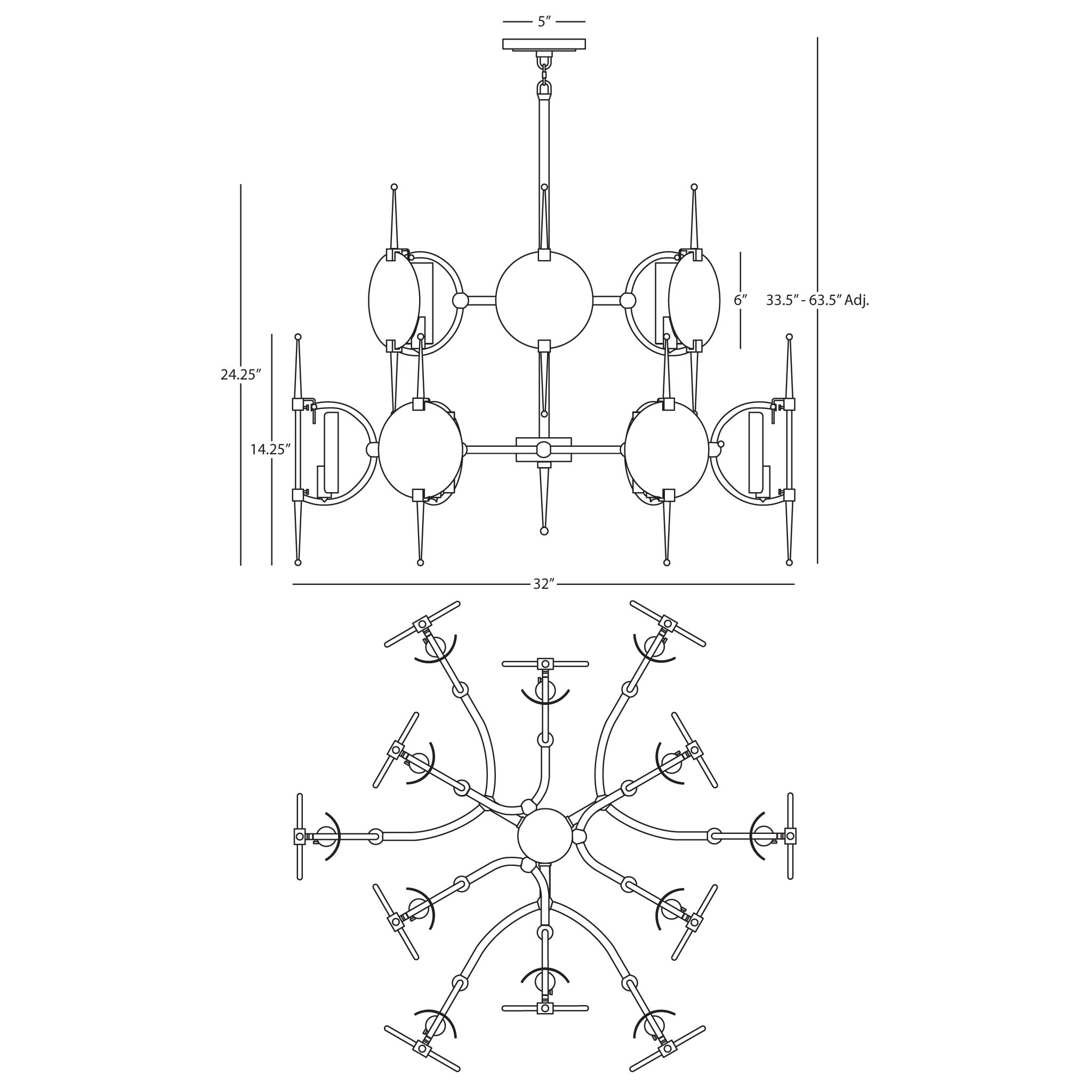 2048x2048 robert abbey polished nickel jace chandelier - Chandelier Line Drawing