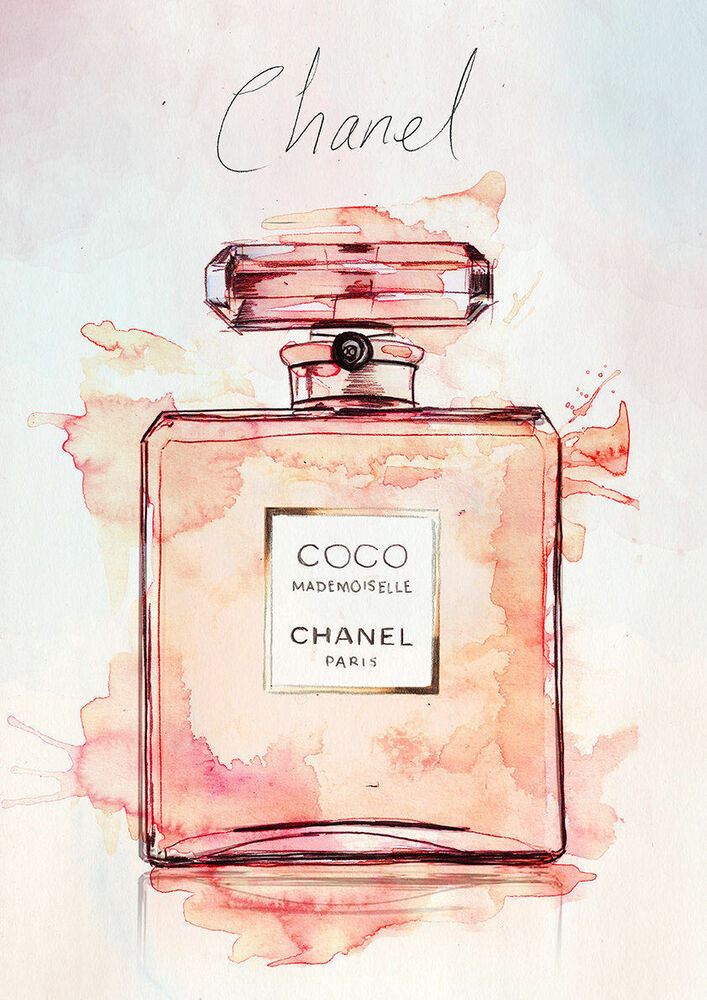 707x1000 coco chanel perfume art paris quality canvas print painting - Chanel Drawing