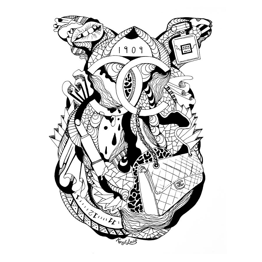 900x900 chanel abstract drawing drawing - Chanel Drawing