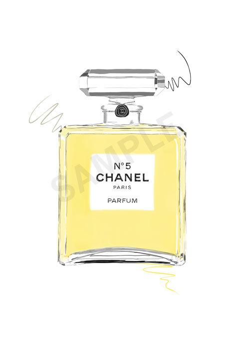 495x700 yellow chanel no paris parfum wall art - Chanel No 5 Drawing