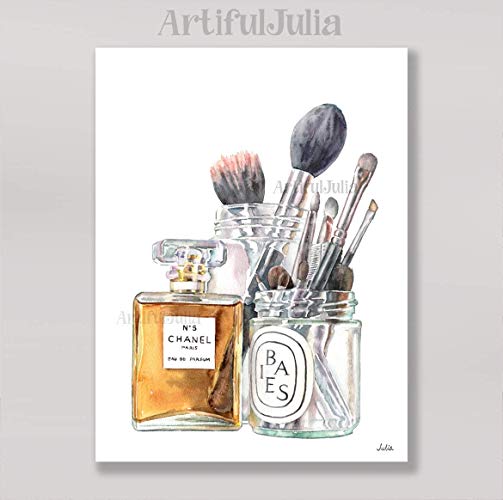 503x500 chanel makeup print of watercolor painting - Chanel No 5 Drawing