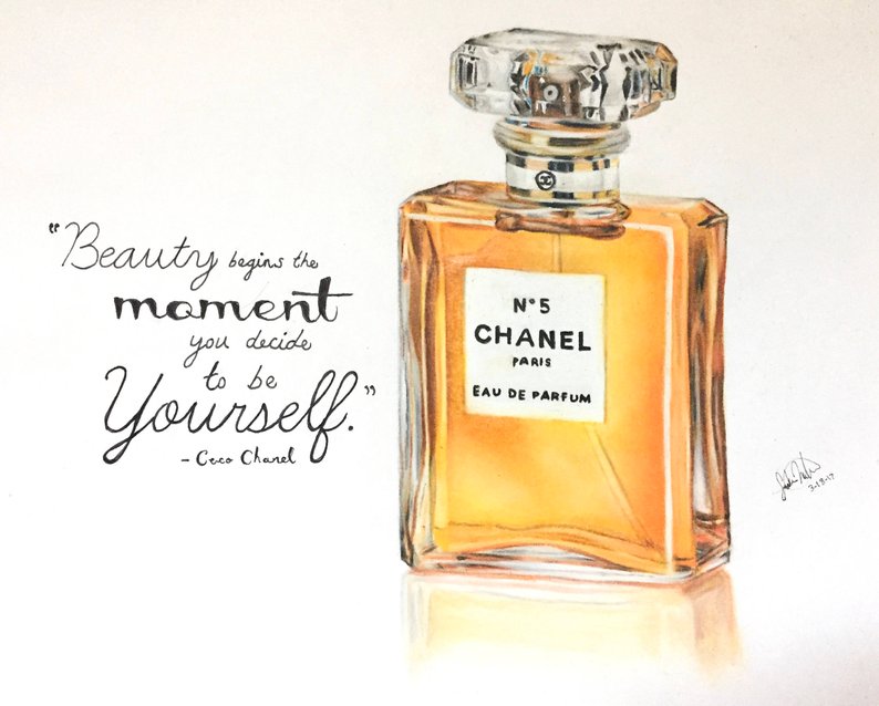794x638 Chanel Perfume Drawing Print With Quote Wall Art Etsy - Chanel Perfume Drawing