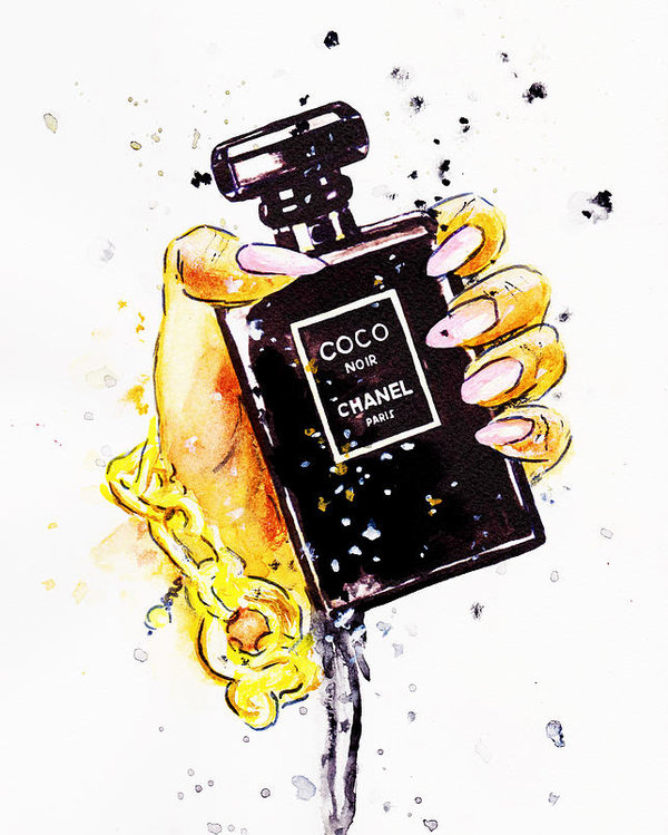 600x749 chanel perfume poster, noir perfume in hand poster - Chanel Perfume Drawing