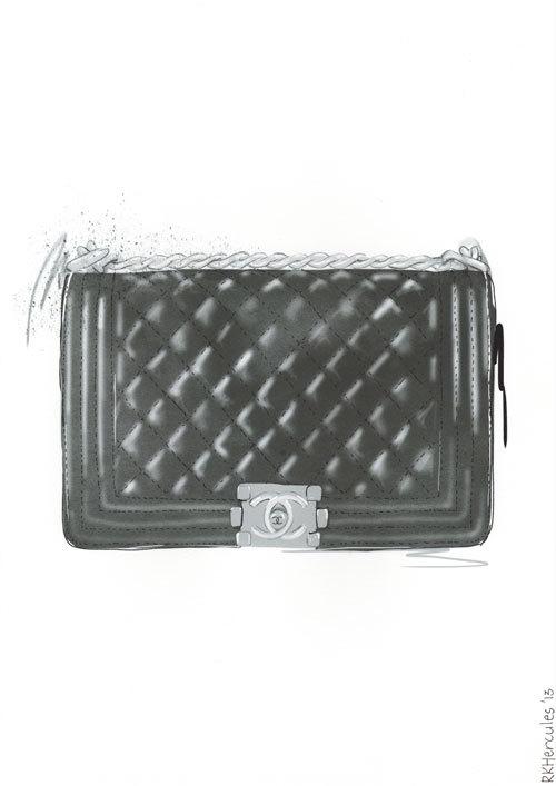 500x707 chanel boy bag black wall art - Chanel Purse Drawing