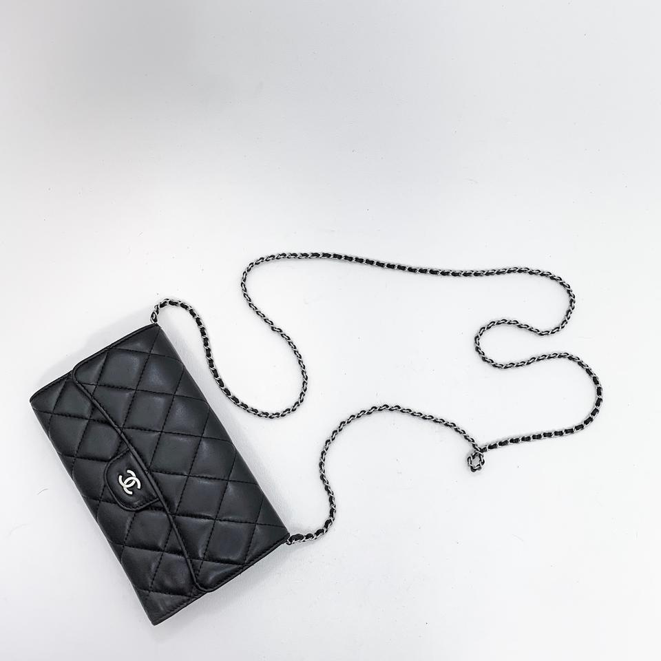 960x960 chanel classic flap wallet with chain added black lambskin leather - Chanel Purse Drawing