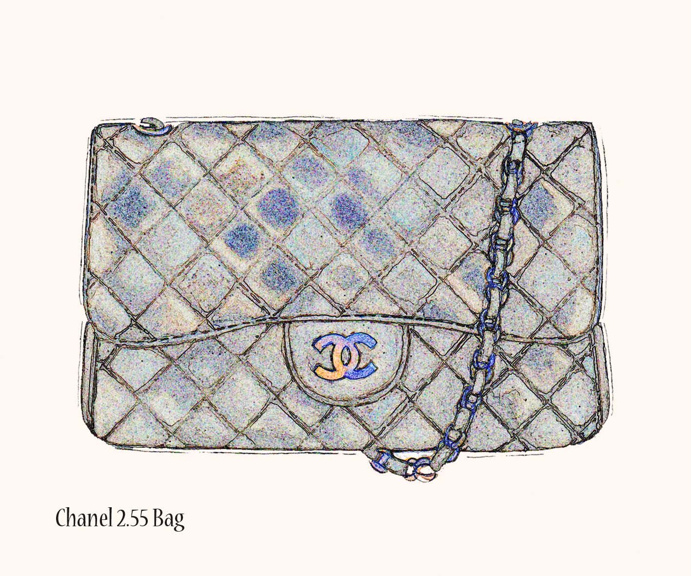 1417x1181 chanel bag illustration - Chanel Purse Drawing