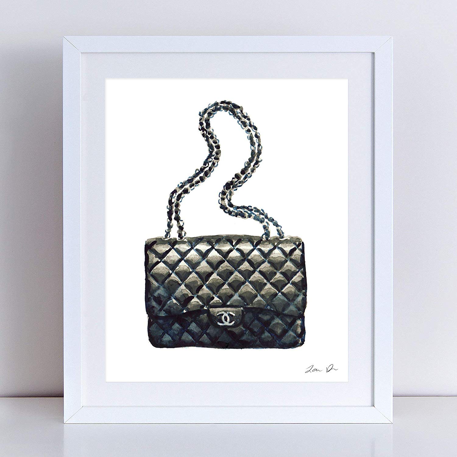 1500x1500 chanel bag art print watercolor painting wall home - Chanel Purse Drawing