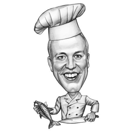 463x463 cook caricature and cartoon custom made drawing - Charactercher Drawing