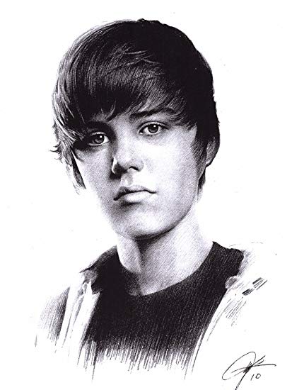 413x550 justin bieber sketch portrait, charcoal graphite - Charcoal And Graphite Drawing