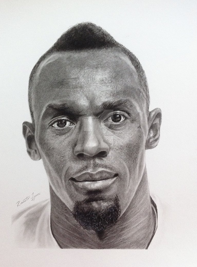 767x1040 Usain Bolt - Charcoal And Graphite Drawing