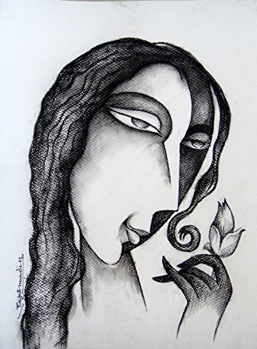 368x500 Lady - Charcoal Drawing