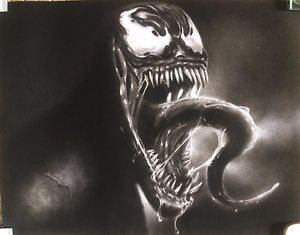 300x235 Venom Spiderman Art Charcoal Drawing Original Ebay - Charcoal Drawing