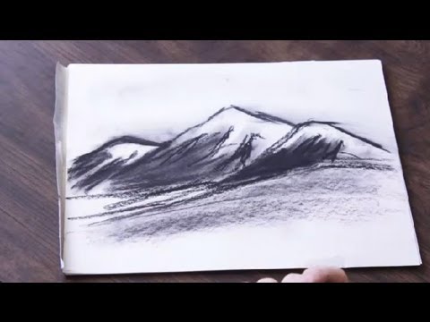 480x360 How To Draw A Charcoal Mountain Range Drawing Art - Charcoal Drawing For Beginners