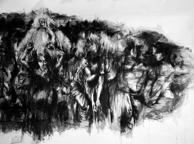 630x467 Group Of Space Themed Charcoal Drawing - Charcoal Drawing Ideas