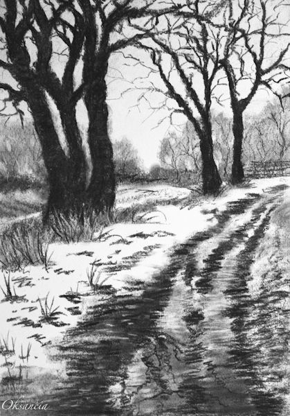 419x600 Charcoal Drawings Landscape And Portrait Optimistic Art - Charcoal Drawing Landscape