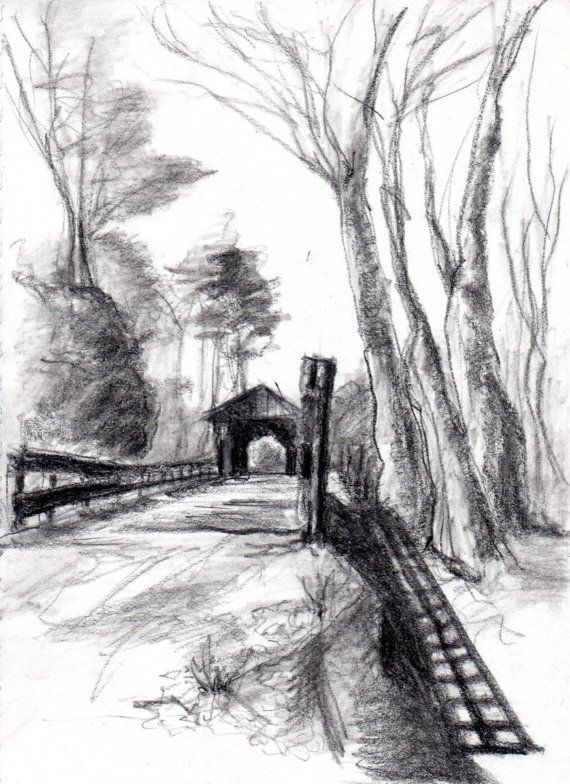 570x784 leaving right side lighter and making things darker on the road - Charcoal Drawing Landscape