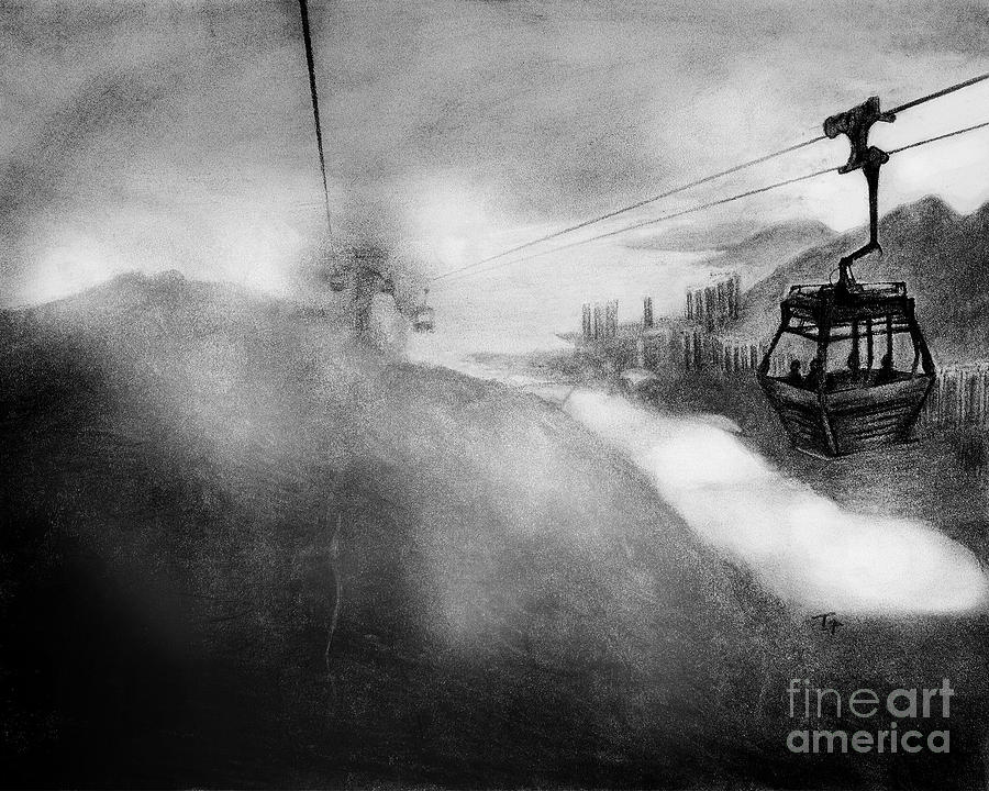 900x720 ngong ping - Charcoal Drawing Landscape