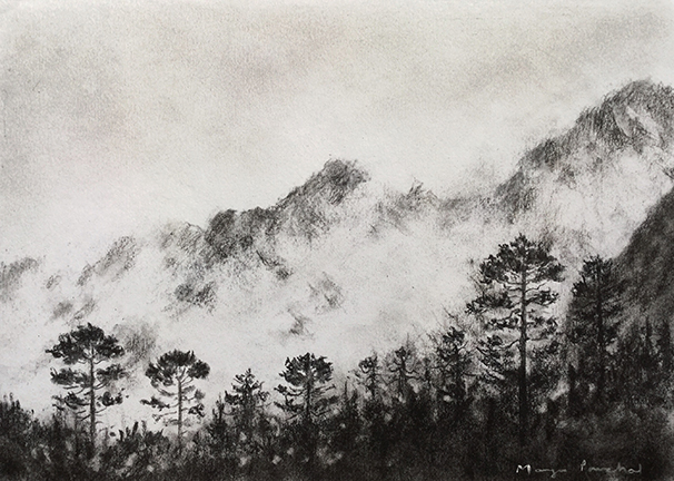 606x432 Paintings And Drawings - Charcoal Drawing Landscape