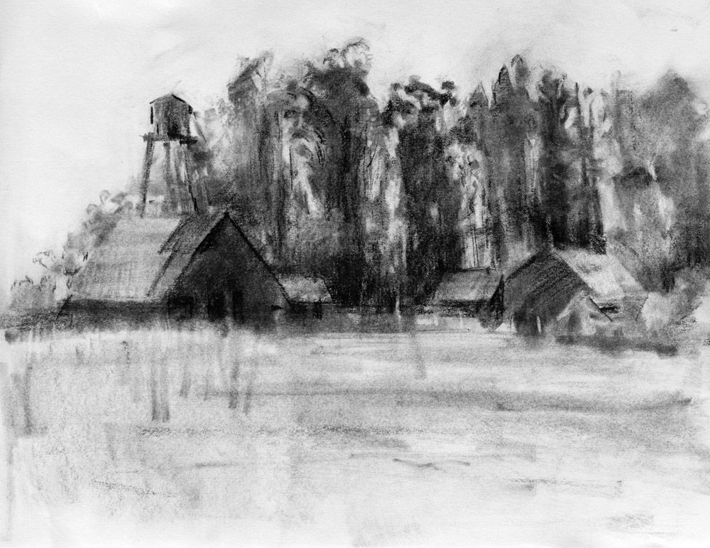 1000x771 Pencil Drawings, Landscape Drawings - Charcoal Drawing Landscape