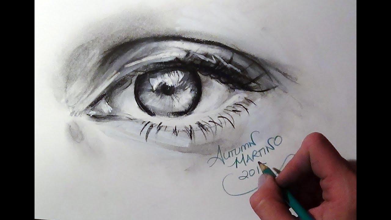 1280x720 Realistic Charcoal Drawing Of An Eye - Charcoal Eye Drawing
