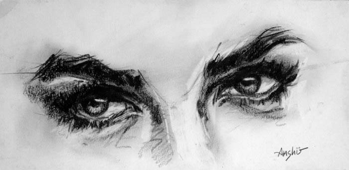 700x341 Drawings Anshuart - Charcoal Eye Drawing