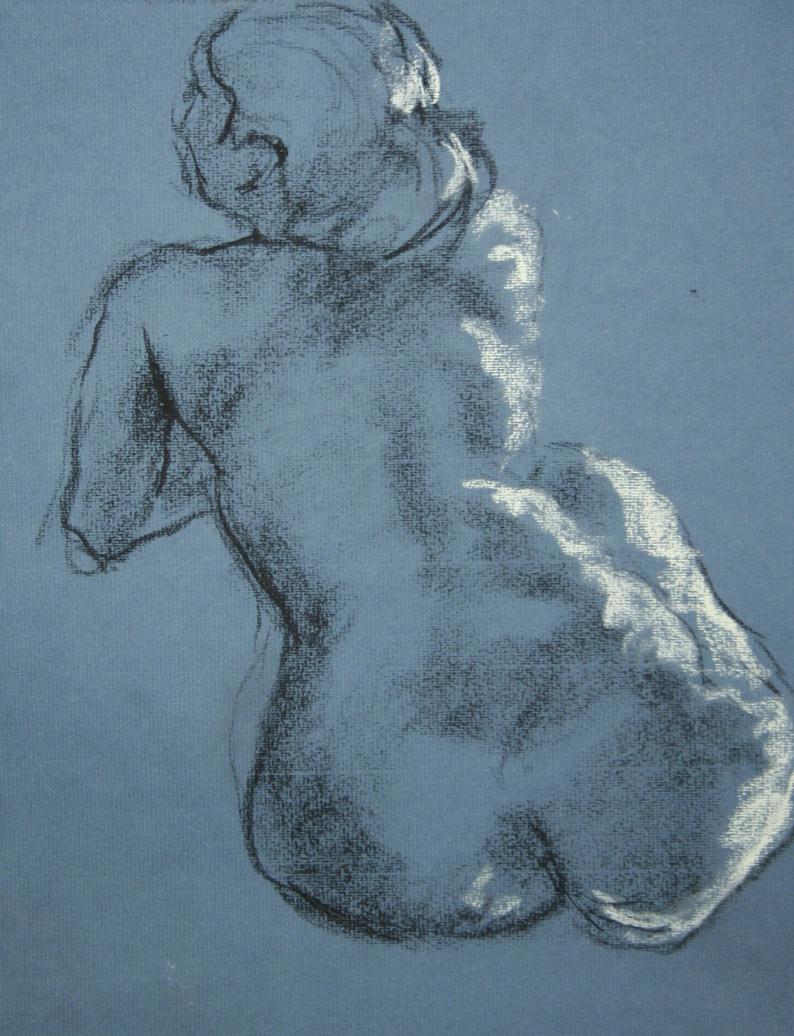 794x1036 gesture drawing charcoal and white chalk blue paper jay etsy - Charcoal Gesture Drawing