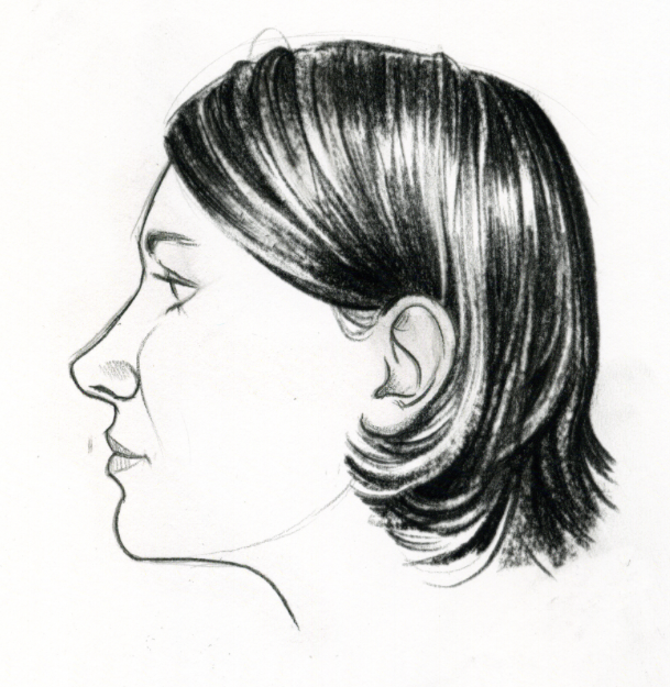 609x625 Keys To Drawing Realistic Hair Conquering The Coiffure - Charcoal Hair Drawing