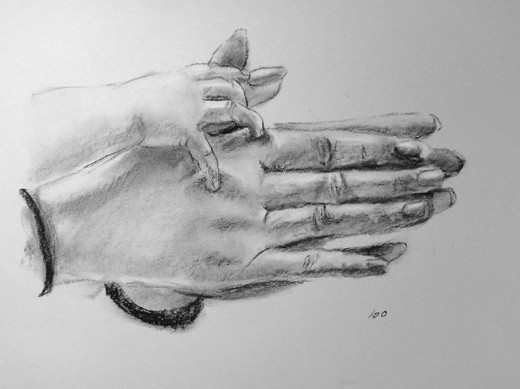 520x389 Drawing Hands For An Exercise Feltmagnet - Charcoal Hand Drawing