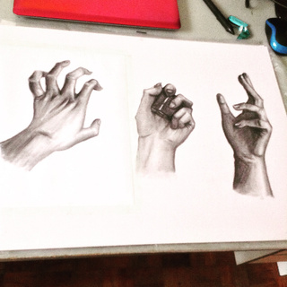 320x320 Left Hand Charcoal Drawing Done With My Plate Messed Up - Charcoal Hand Drawing