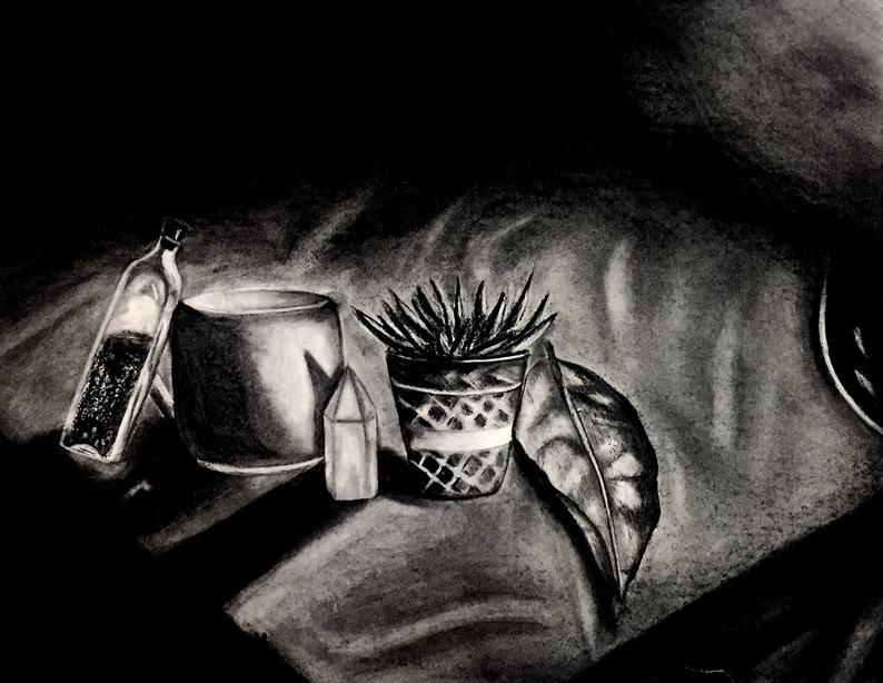 794x614 Charcoal Still Life Drawing Print Etsy - Charcoal Still Life Drawing