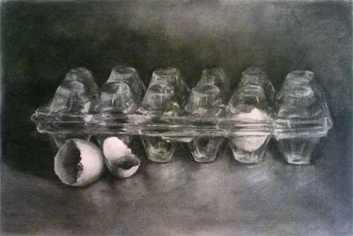 500x334 Egg Box Charcoal Still Life Drawing - Charcoal Still Life Drawing