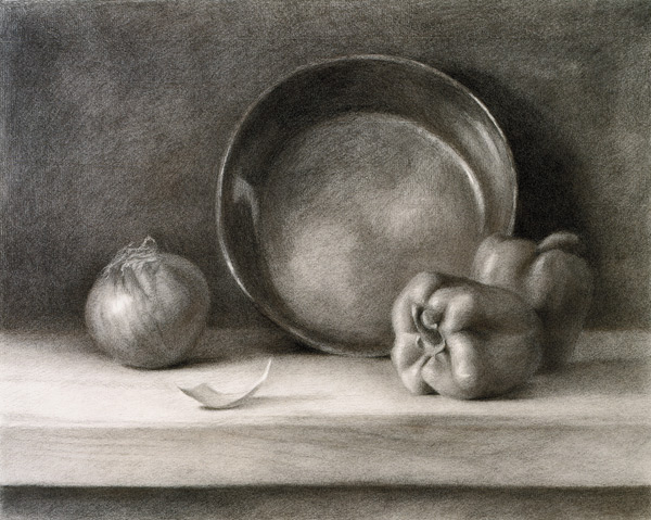 600x479 Three Dimensional Drawing And Shading Demo - Charcoal Still Life Drawing