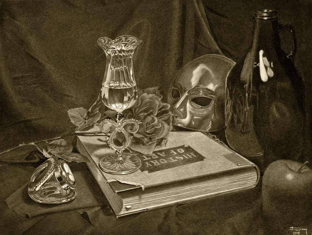 1062x800 White Charcoal Still Life Drawing - Charcoal Still Life Drawing