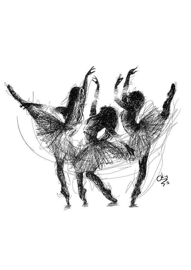 636x900 triplets digital art - Chard Drawing