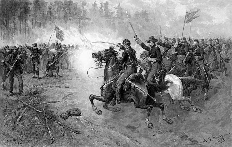 900x570 Union Cavalry Charge Drawing - Charge Drawing