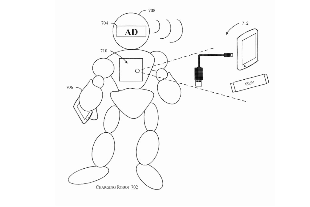 1040x696 amazon just patented robots that can follow you around while - Charge Drawing